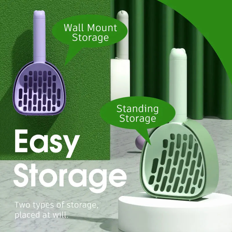 Cat Litter Scoop with Base – Durable Poop Cleaner Shovel