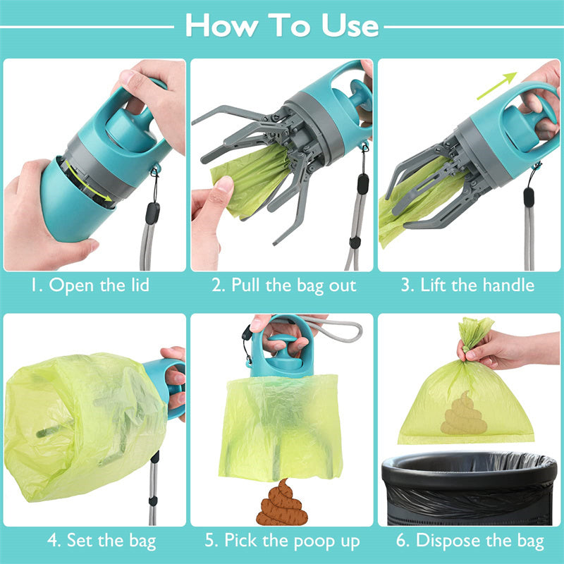 Dog Pooper Scooper – Built-in Bag Dispenser Picker
